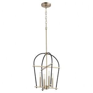 Quorum Lighting Espy 4-Light Entry Chandelier, Noir/Aged Brass, 14.25W x 18.75H - 1 of 1