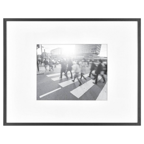 8x10 Matte Black Frame with Glass & Gray/Black Mat for 5x7