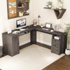 Costway L-Shaped Corner Computer Desk Writing Table Study Workstation w/ Drawers Coffee - 2 of 4