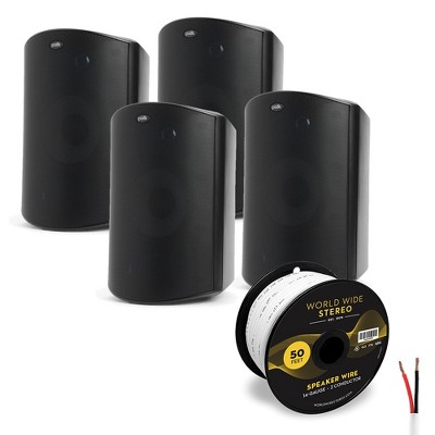 Polk Audio Atrium8 All Weather Outdoor Loudspeaker Cable Bundle - 4 Pack (Black)