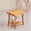 VEVOR Teak Shower Bench, 20 x 14.3 x 17.9 in, Waterproof Wood Shower Stool with Storage Shelf, 400 lbs Maximum Load Capacity, Natural Teak - 2 of 4
