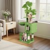 Karl Home 48 inch Green Cat Tree with Leaves Multi-level Cat Tower with Condo Hammock - 3 of 4