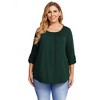 WhizMax Women Pleated Flowy Top 3/4 Roll Sleeve Casual Loose Blouse Round Neck Tunic Shirt Long Sleeve - 3 of 4
