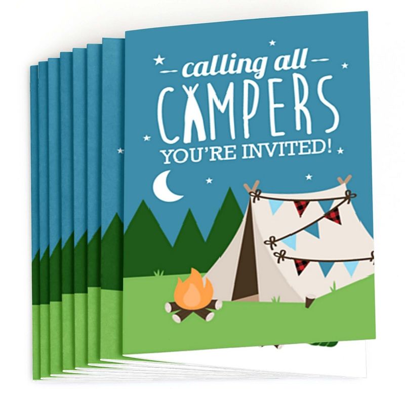Big Dot of Happiness Happy Camper - Fill In Camping Baby Shower or Birthday Party Invitations (8 count), 2 of 7