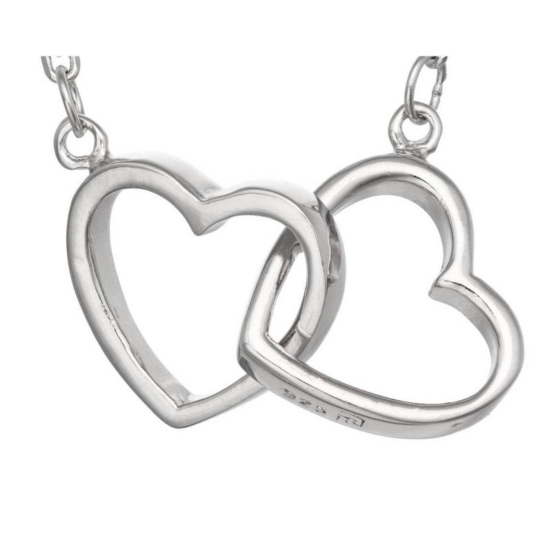 Tiara Sterling Silver Interlocking Double Heart Chain Necklace, 2 of 3