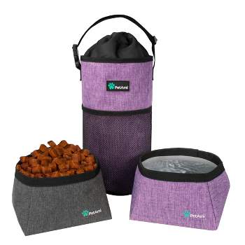 PetAmi Travel Dog Food Bag, Pet Cat Collapsible Bowls Set, Portable Foldable Waterproof Lining