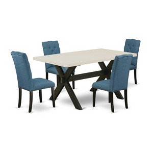 5-Piece Natural Oak Finish Solid Wood Top Dining table with 4 Chairs with - 1 of 4