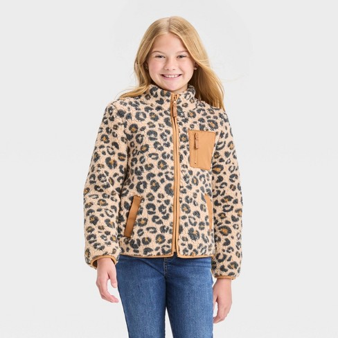 Girls' Faux Shearling Zip-up Sweatshirt - Cat & Jack™ Beige Xl Plus : Target