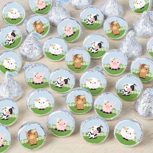 Big Dot of Happiness Girl Farm Animals - Pink Barnyard Baby Shower or Birthday Party Small Round Candy Stickers - Party Favor Labels - 324 Count - 1 of 4