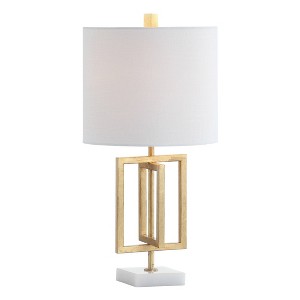 JONATHAN Y 20.25" Metal/Marble Anya Table Lamp (Includes LED Light Bulb) Gold : Silk Cord and Brass Finial, Luxurious, Modern Design - 1 of 4
