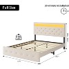 Queen / Full Size Upholstered Bed Frame with Adjustable Headboard Charging Station and LED Lights - 2 of 4