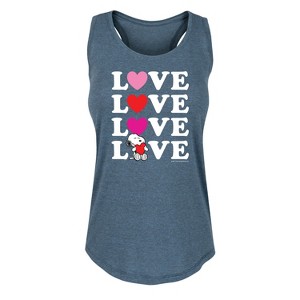 Women's - Peanuts - Snoopy Love Stacked Graphic Racerback Tank - 1 of 4