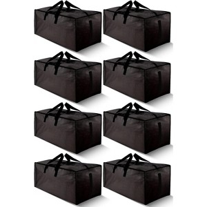 8 Pack Large Strong Moving Bags Zippers & Carrying Handles - Water-Resistant - Heavy Duty Storage Tote Space Saving - 1 of 4