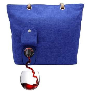 PortoVino City Vegan Leather Tote Bag that Holds and Pours 2 bottles of Wine