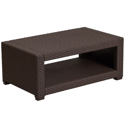 Emma and Oliver Chocolate Brown Faux Rattan Coffee Table