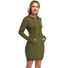 Women Long Sleeve Pocket Solid Color Pullover Hooded Tunic Dress - 3 of 4