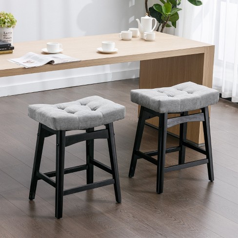 Set Of 2 Counter Height Bar Stools With Wooden Legs Gray Modernluxe Target