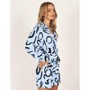 Women's Abstract Print Shirt Dress - Balloon Sleeve Self - Tie Belted Mini Dress - 3 of 4