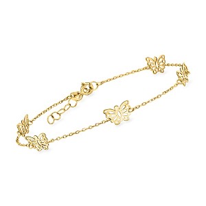 Pure Collection by Ross-Simons Italian 14kt Yellow Gold Butterfly Station Bracelet Size 7 - 1 of 4