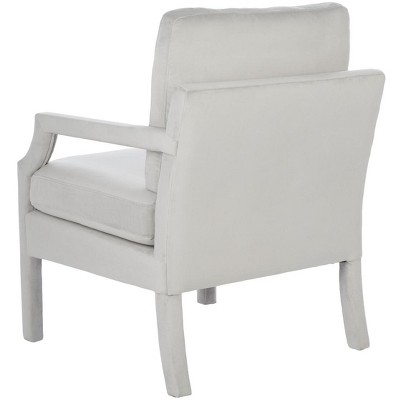Light Grey Velvet Wood Spot Accent Armchair