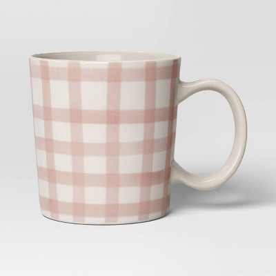 16oz Stoneware Mug Dark Pink Plaid - Threshold&#8482;