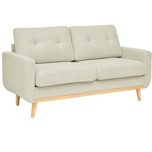 TiramisuBest 67.7" Wide Mid-Century Modern Upholstered Tufted Loveseat Sofa With Wooden Legs - 1 of 4
