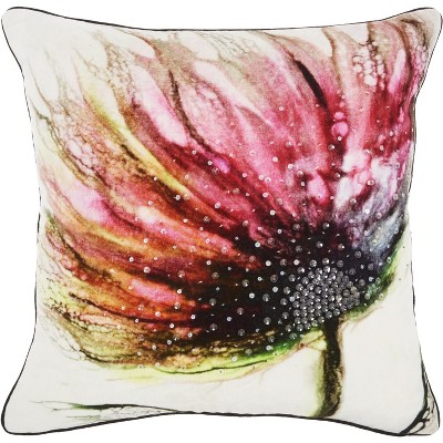 Mina Victory Luminecence Sequin Flower Multicolor Throw Pillow - 18"X18"