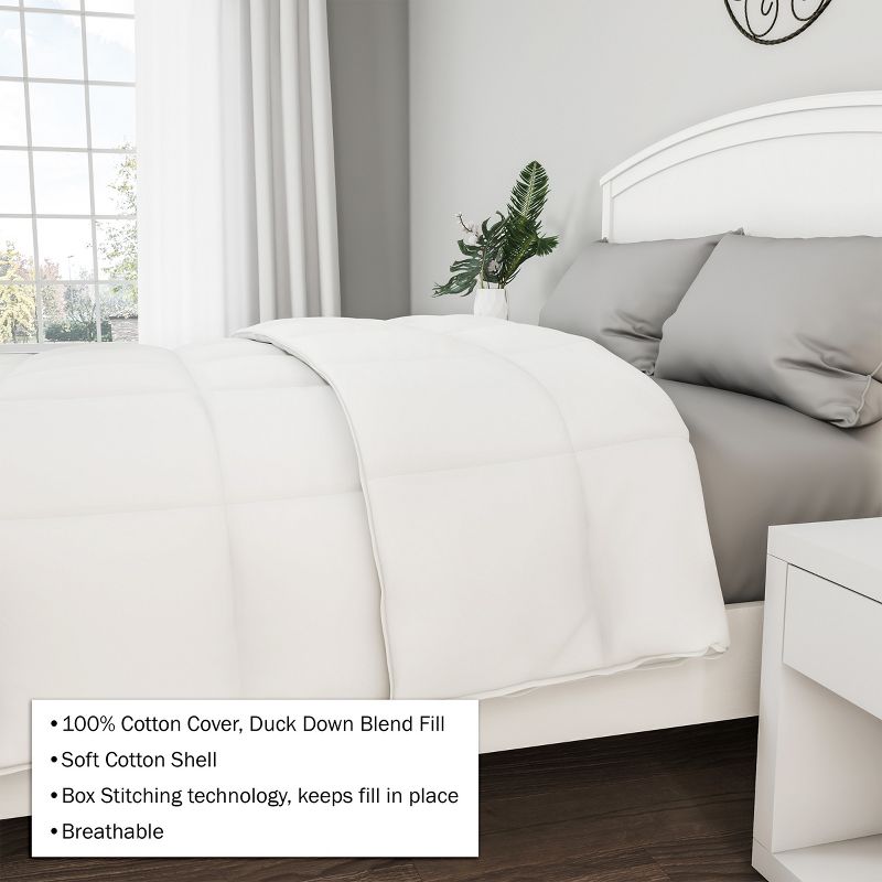 Down Comforter- King Size- 100% Cotton & Duck Feather Filled Bedding- Box Stitched Soft & Fluffy Bedspread-All Season Blanket by Lavish Home (White), 3 of 9
