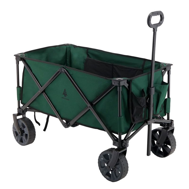 Woods Outdoor Collapsible Folding Garden Utility Wagon Cart w/ 225 Pound Capacity, 7 Cubic Feet of Storage for Camping, Beach, & Park, Green, 1 of 9