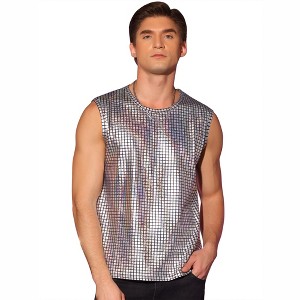 Lars Amadeus Men's Nightclub Party Club Metallic Shining Sleeveless Tank Top - 1 of 4