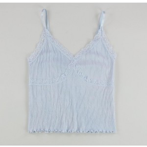 Hippie Rose Womens Lace Trim Tank Top, Blue, X-Large - 1 of 2