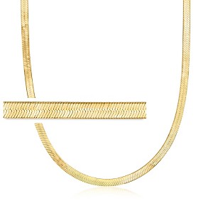 Ross-Simons Italian 4mm 18kt Gold Over Sterling Herringbone Chain Necklace - 1 of 4