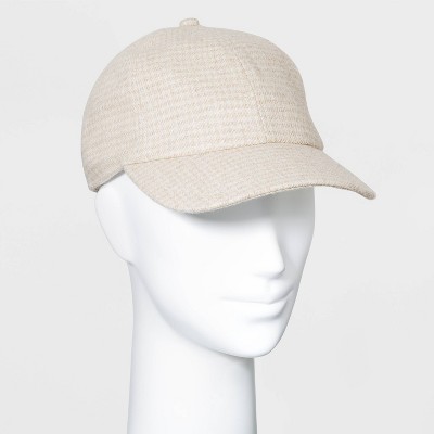 Women's Plaid Felt Baseball Hat - A New Day™ Cream