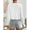 Clearlove Cropped Cardigan For Women Casual Tie Up Top V Neck Knitted Open Front Shrug Sweater - 4 of 4