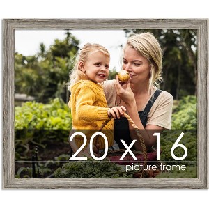PosterPalooza | 20x16 Thin Barnwood Picture Frame, UV Acrylic, 2 Finishes - Grey and Black - 1 of 4