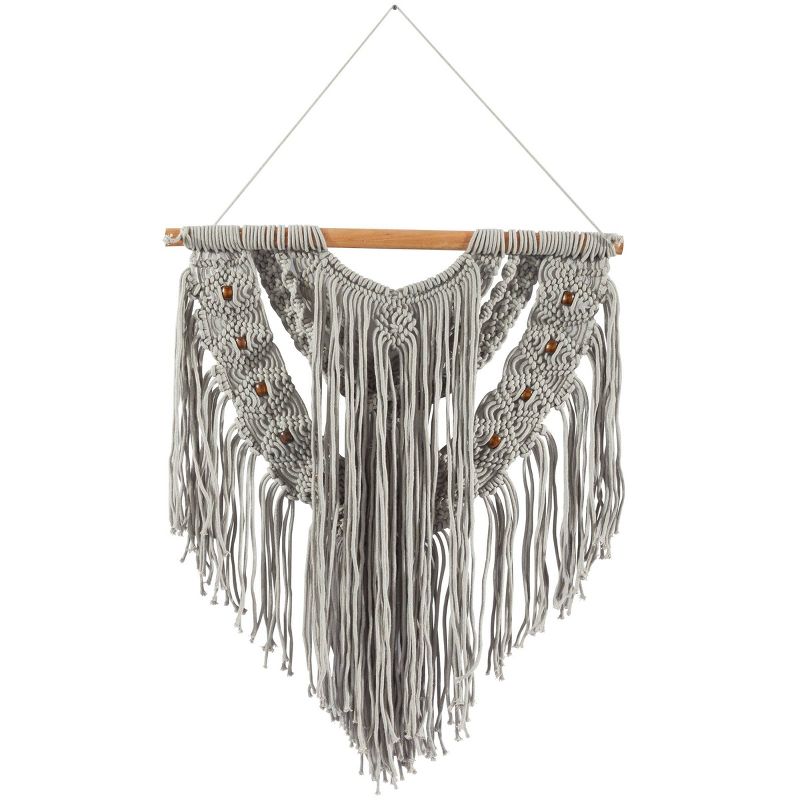 Cotton Macrame Intricately Weaved Wall Decor with Beaded Fringe Tassels - Olivia & May, 4 of 6