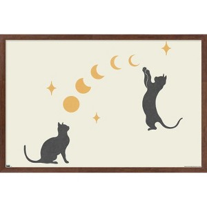 Trends International Episodic Drawing - Cat And Moon 1 Framed Wall Poster Prints - 1 of 4