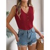 Womwns Sweater Knit Tank Tops Spring Summer Casual V Neck Sleeveless Hollow Out Crochet Vest - 3 of 4