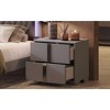 Gulches Elegant Mirrored Nightstand with 2 Drawers - Stylish Grey Bedside Table - 2 of 4