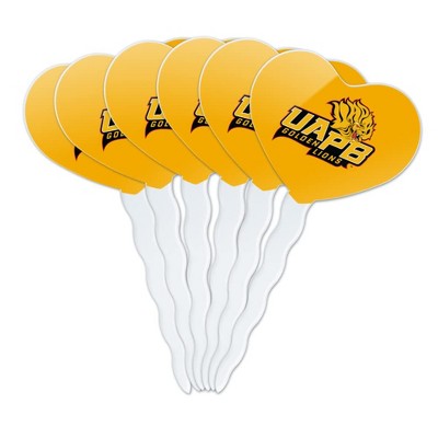 Arkansas at Pine Bluff Secondary Logo Heart Love Cupcake Picks Toppers Decoration Set of 6