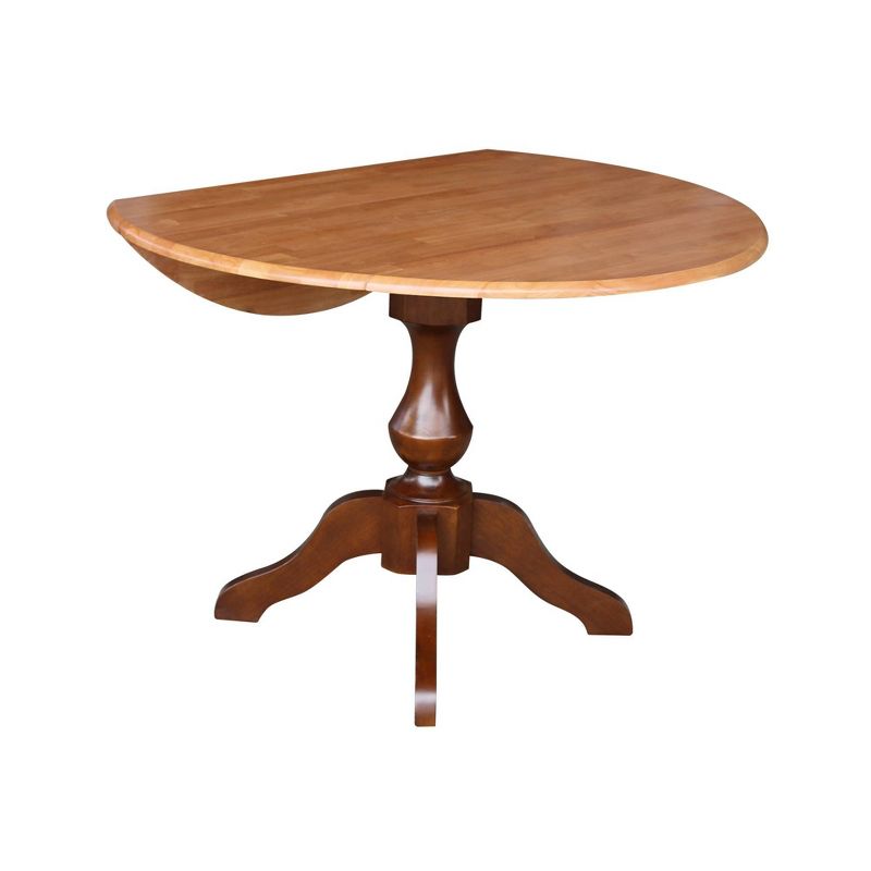 30.3&#34; Gracelyn Round Dual Drop Leaf Pedestal Extendable Dining Table Cinnamon/Espresso - International Concepts, 5 of 11