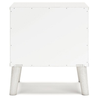 Maximal Minimalism White Nightstand with Customizable Faux Leather Pulls