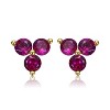 Guili Kids CZ Stud Earrings in 14k Gold Plating—a charming and fun jewelry essential for adding everyday sparkle and style in green or red. - 2 of 3