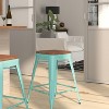 Merrick Lane Backless Metal Dining Stool with Wooden Seat for Indoor Use - 3 of 3