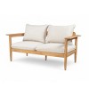 Outdoor Patio Loveseat Sofa with Cushions and Acacia Wood Frame, Comfortable 2-Seat Sofa for Porch, Garden, Deck, or Backyard-The Pop Home - 2 of 4