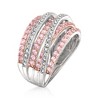 Ross-Simons 1.00 ct. t.w. Pink Sapphire and .15 ct. t.w. Diamond Highway Ring in Sterling Silver - 3 of 4