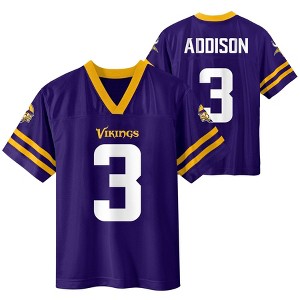 NFL Minnesota Vikings Boys' Short Sleeve Jordan Addison Jersey - 1 of 3