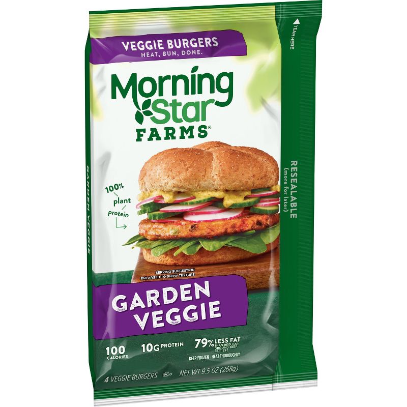 Morningstar Farms Garden Veggie Burger Patties - Frozen - 9.5oz/4ct, 1 of 9