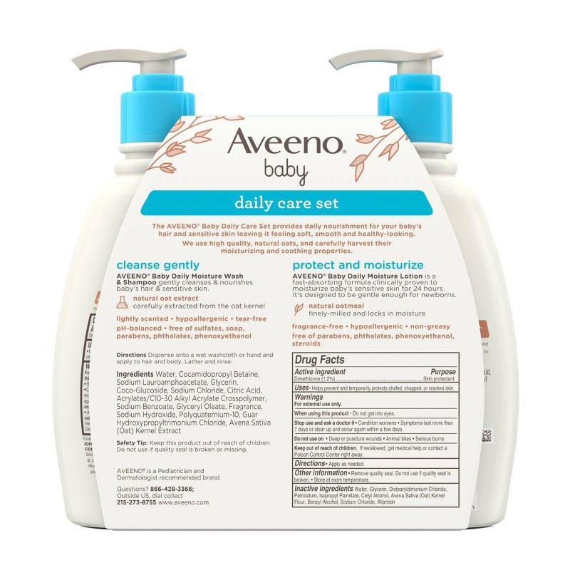Aveeno Baby Daily Care Gift Set Includes Daily Moisturizing Body Lotion &#38; 2-in-1 Baby Bath Wash &#38; Shampoo - 2 ct, 3 of 9