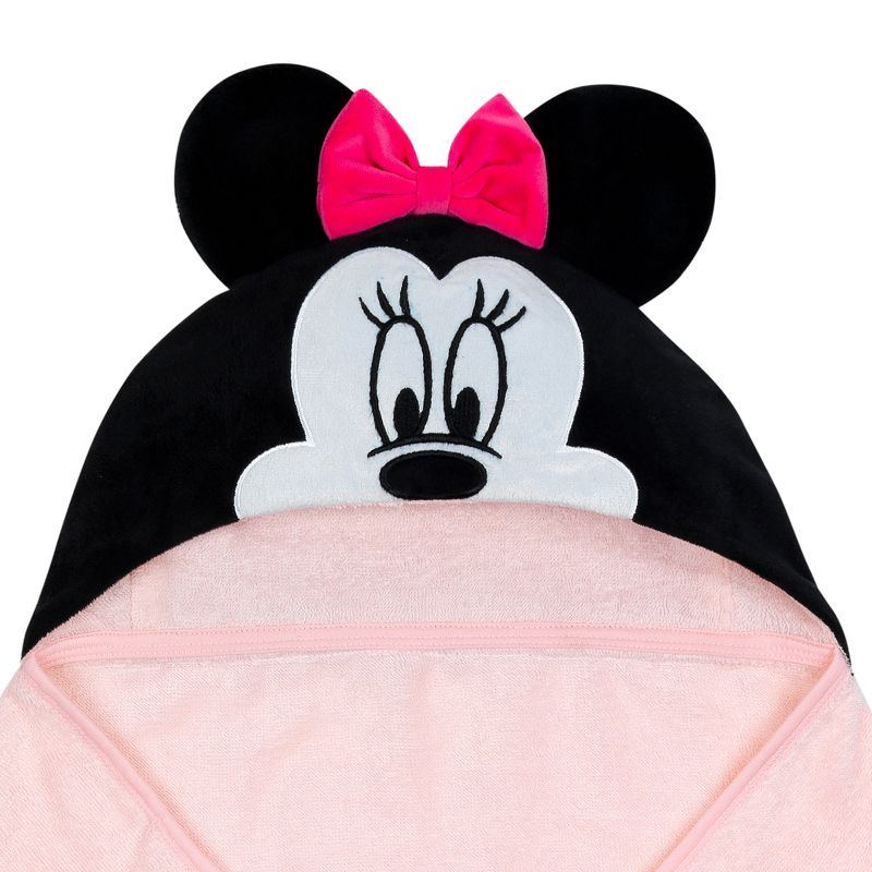 Lambs & Ivy Disney Baby Minnie Mouse Pink Cotton Hooded Baby Bath Towel, 2 of 6